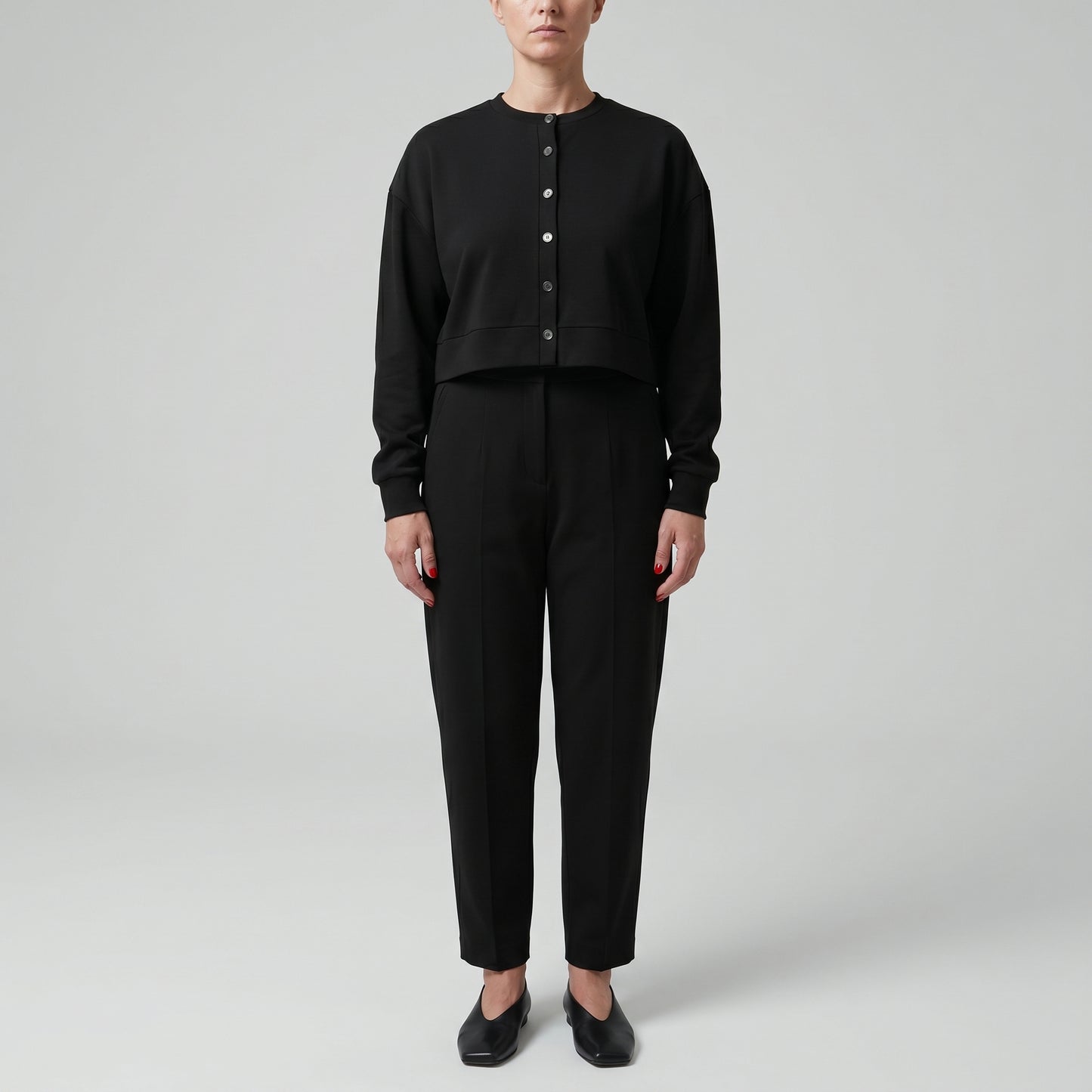 Minimalist Black Cropped Cardigan