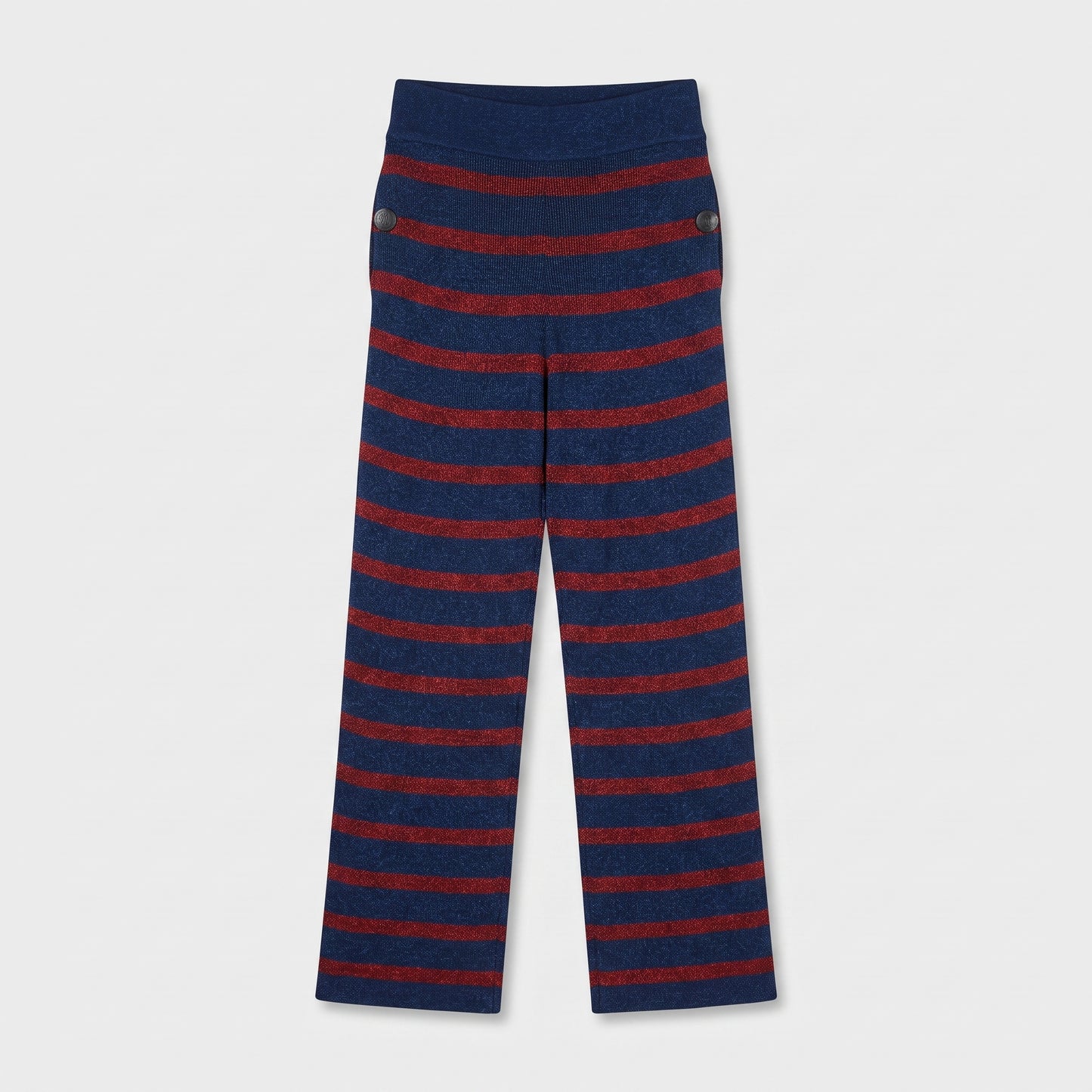 Striped Knit Wide-Leg Trousers