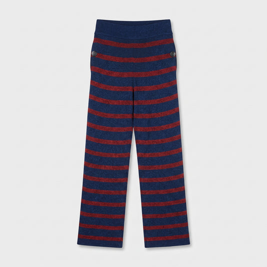 Striped Knit Wide-Leg Trousers