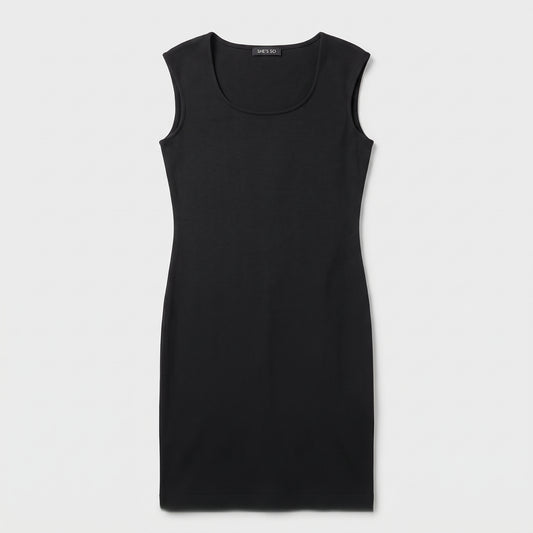 Essential Sleeveless Black Mini Dress