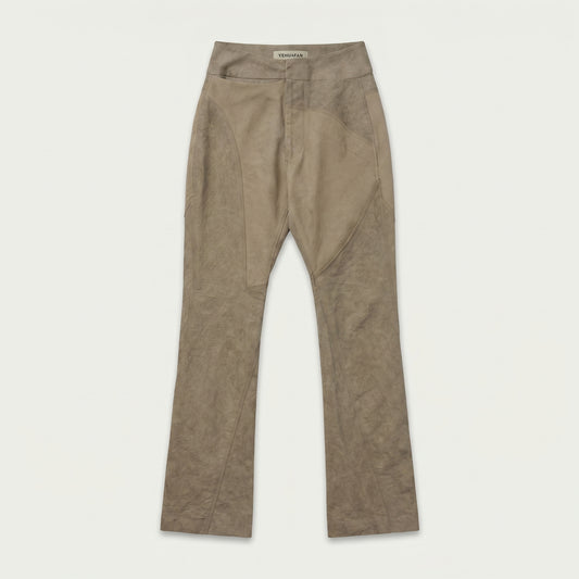 Paneled High-Waist Flared Trousers