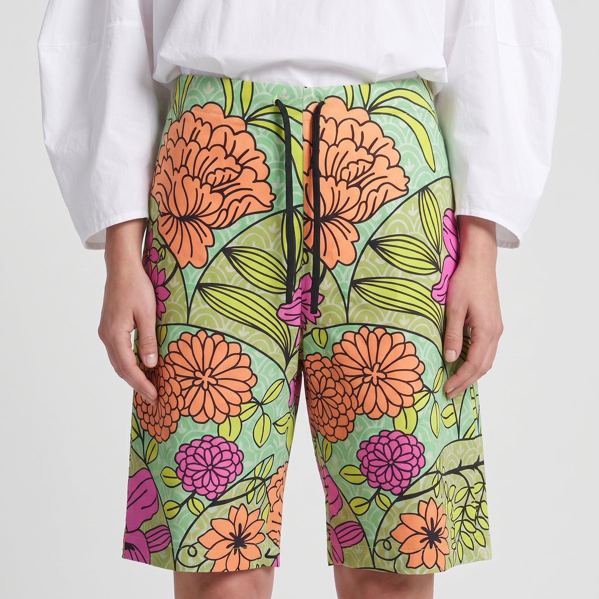 Floral Print Drawstring Shorts