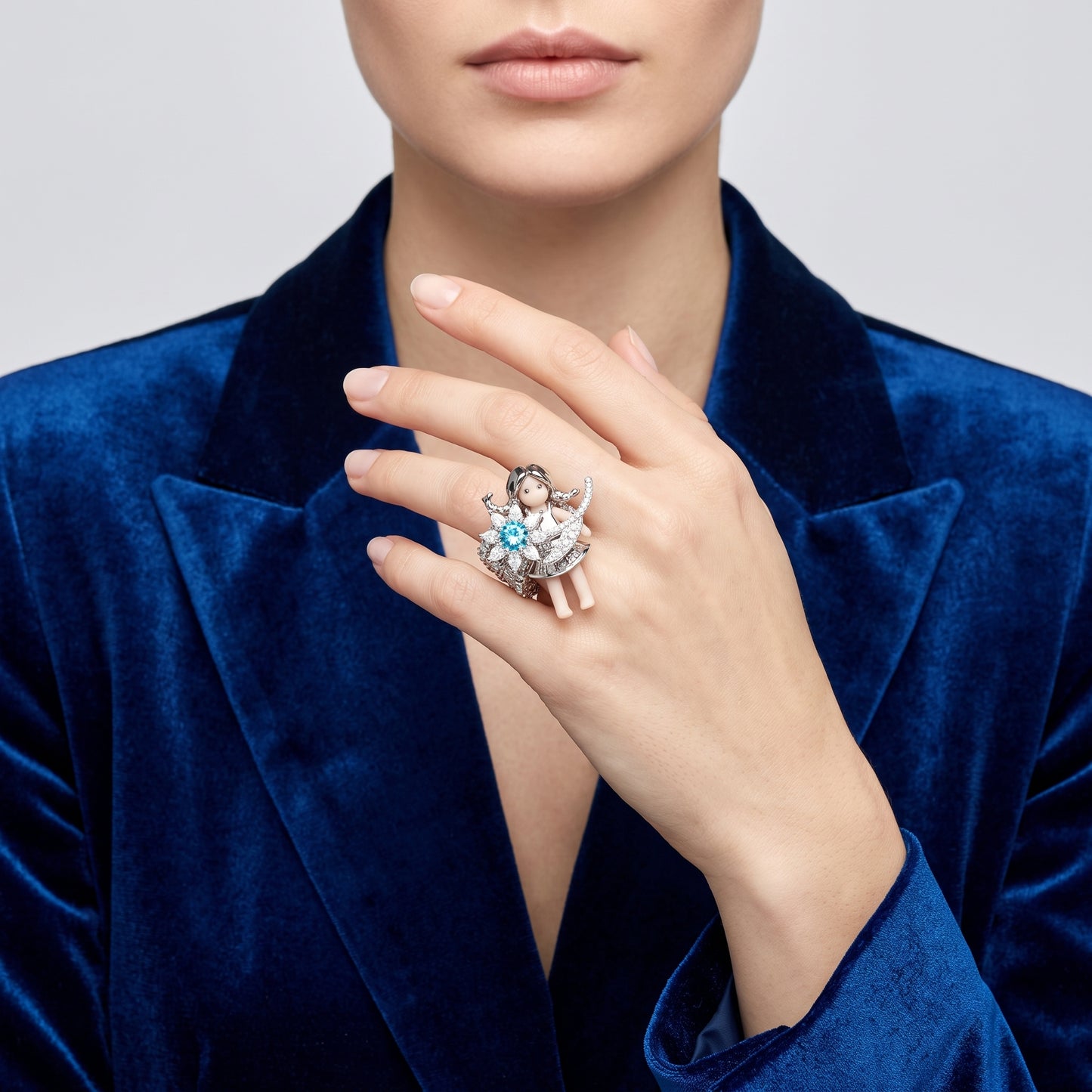 Whimsical Figural Diamond Statement Ring