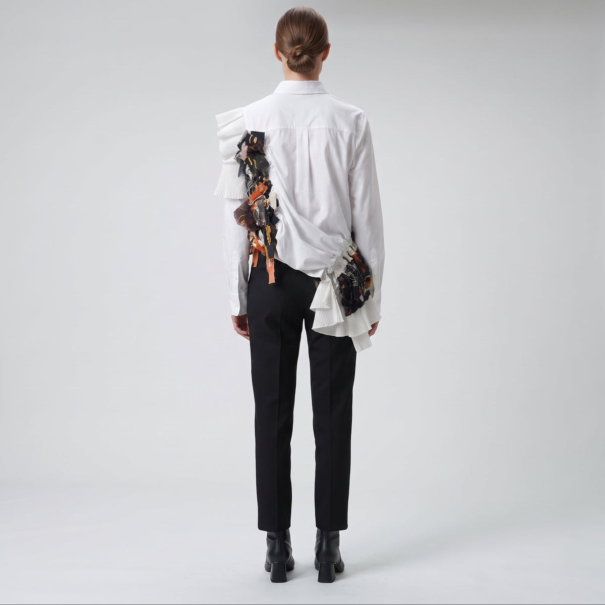 Asymmetric Ruffled Embellished Shirt