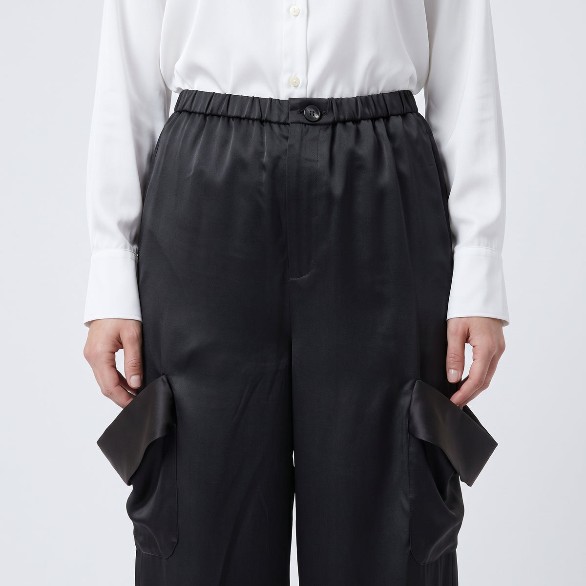 Satin Cargo Utility Trousers