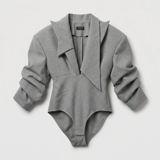 Tailored Grey Blazer Bodysuit