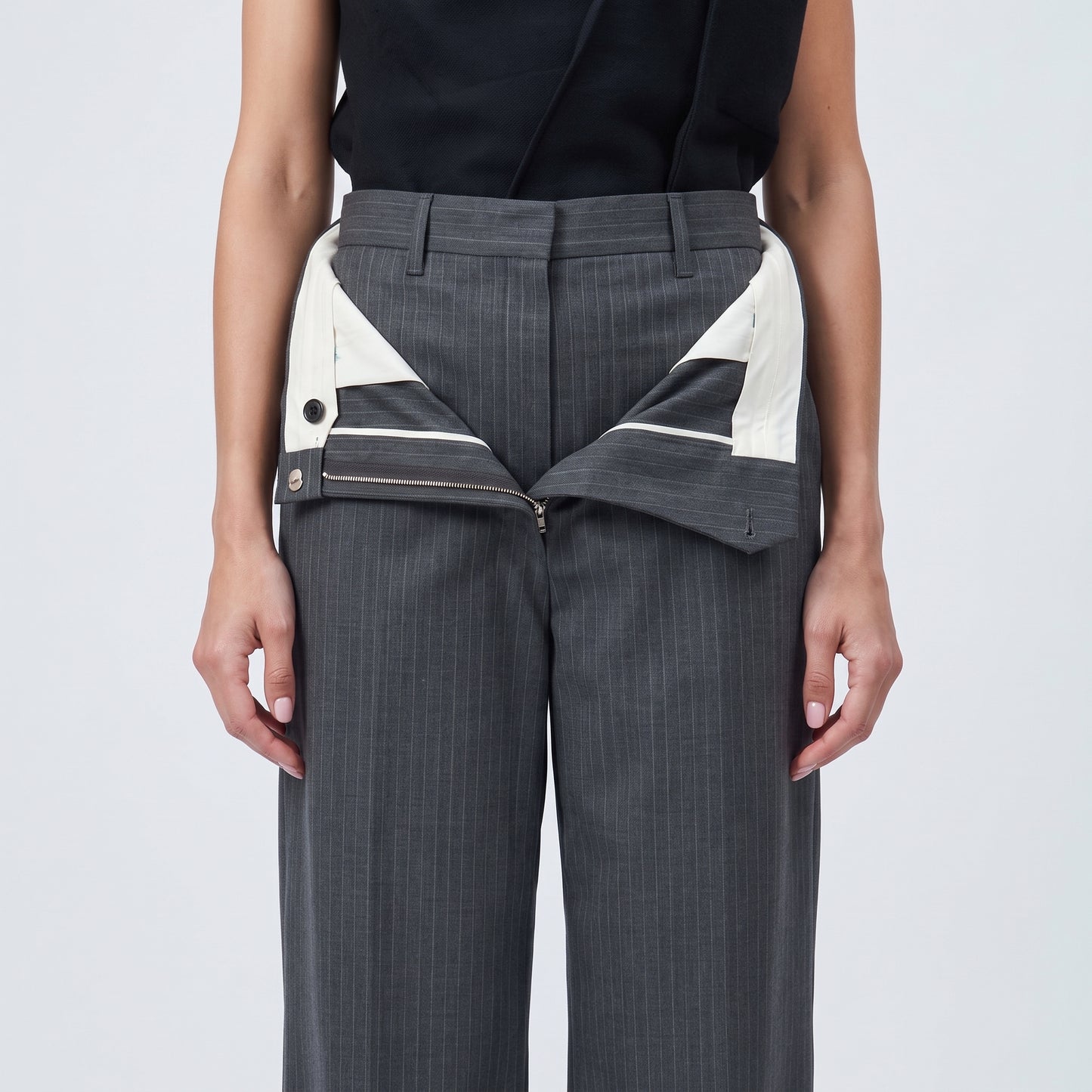 Tailored Pinstripe Wide Leg Trousers