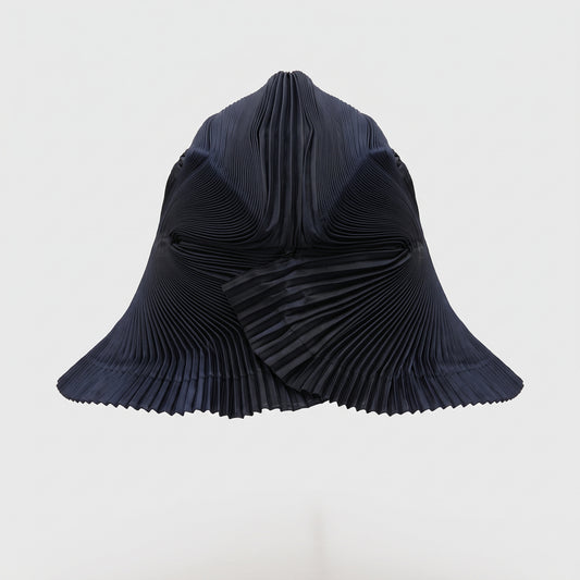 Navy Pleated Sculptural Hat