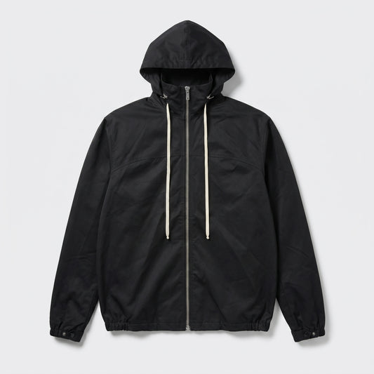 Minimalist Black Hooded Jacket