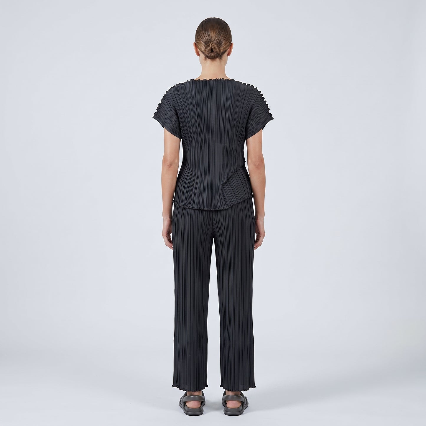 Pleated Asymmetric Black Top
