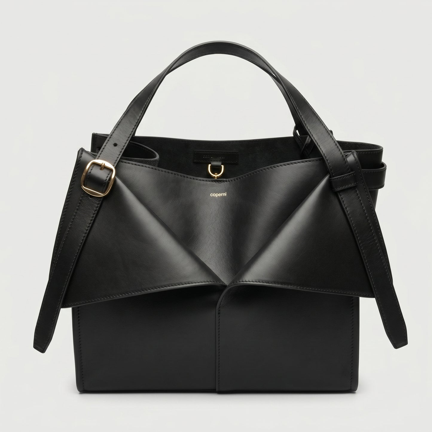 Structured Buckled Leather Tote