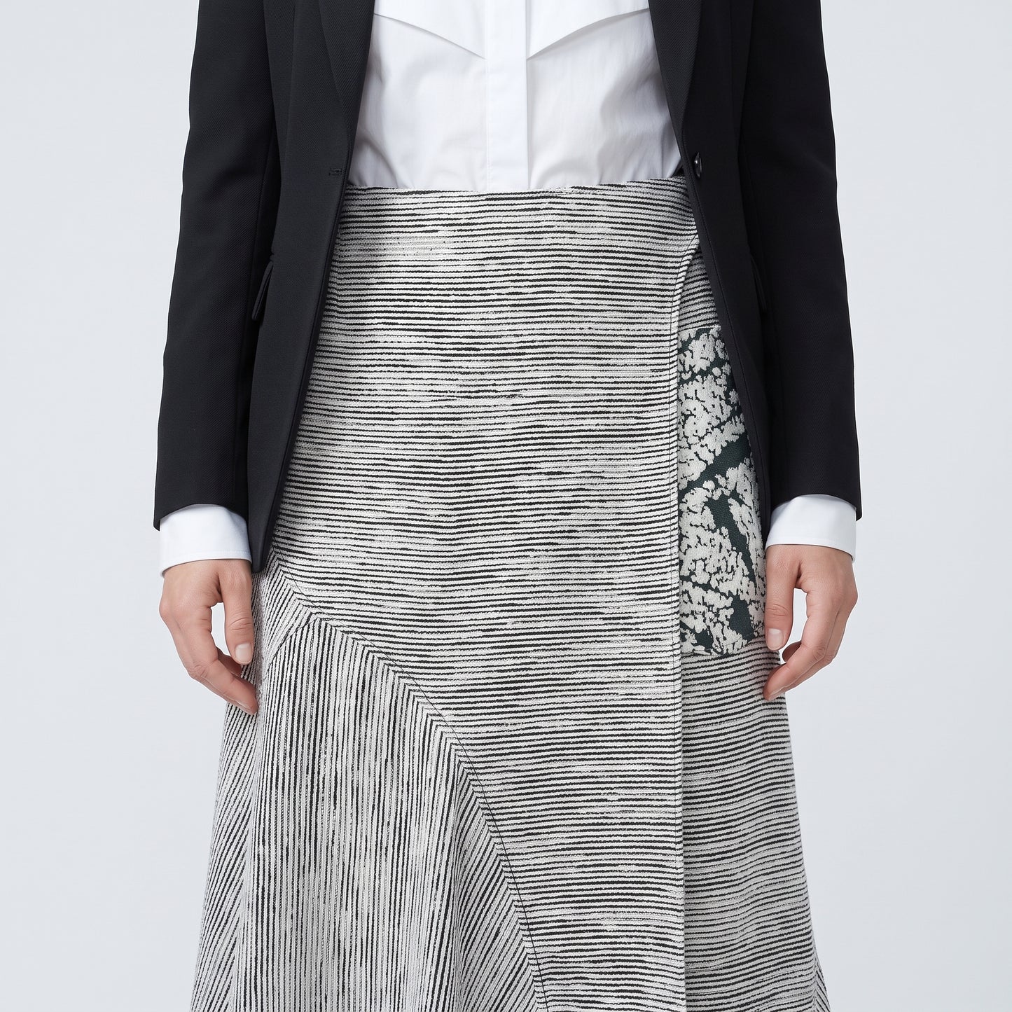 Abstract Striped Asymmetric A-Line Skirt