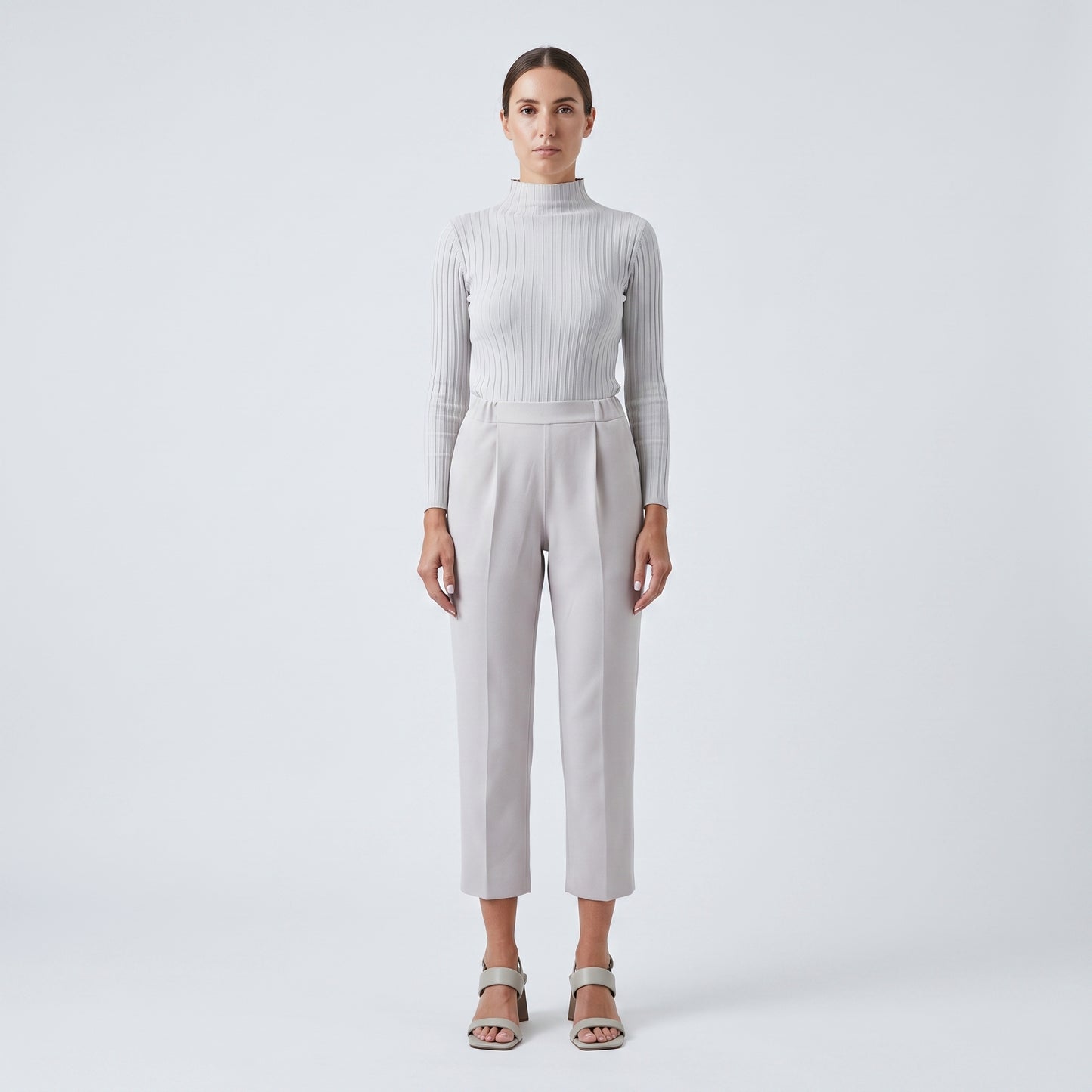 Tailored High-Waisted Elastic Trousers