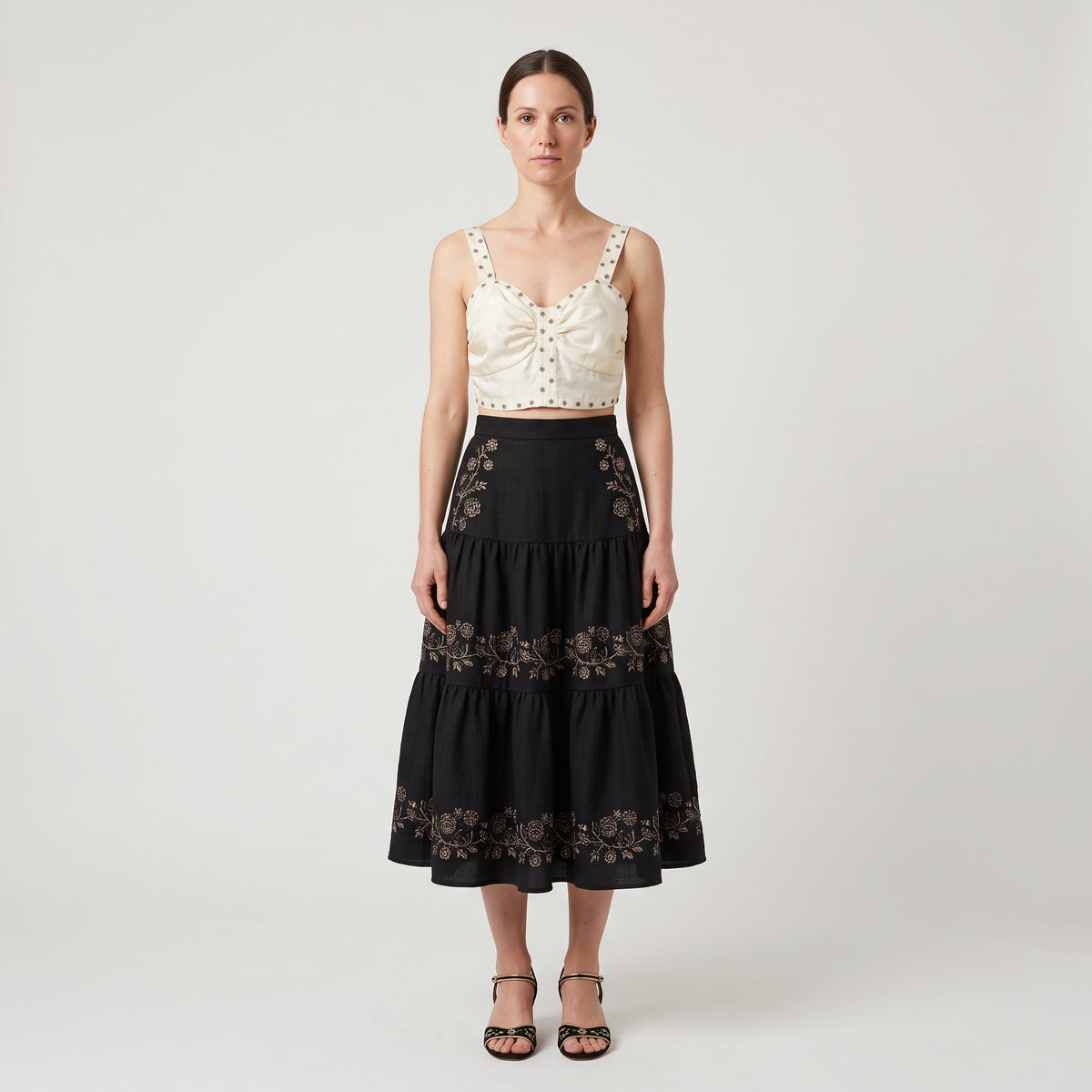 Embroidered Star Detail Crop Top