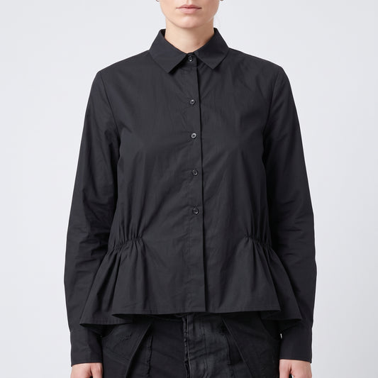 Black Peplum Cotton Shirt