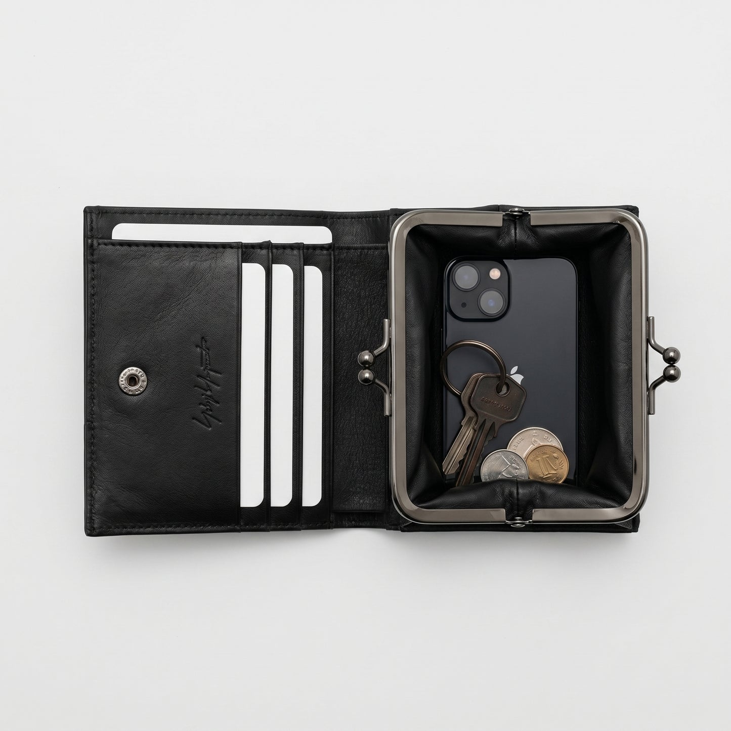 Leather Kiss Lock Wallet