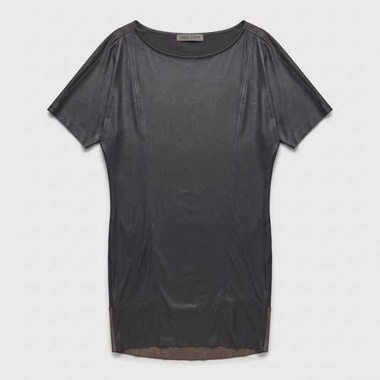 Structured Paneled Leather Tunic