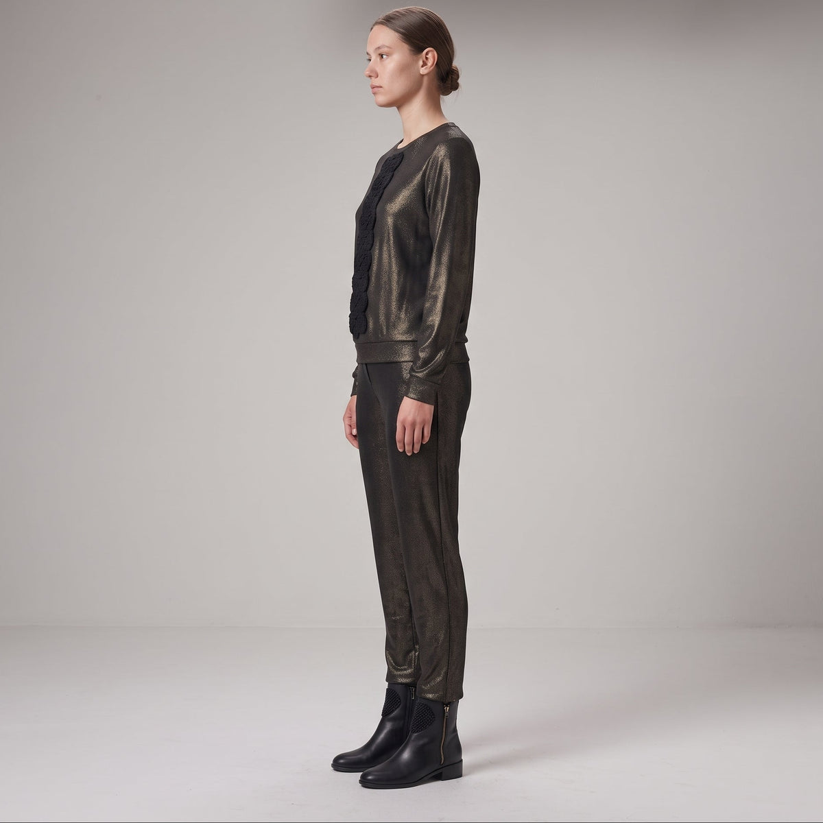 Metallic Embellished Long Sleeve Top