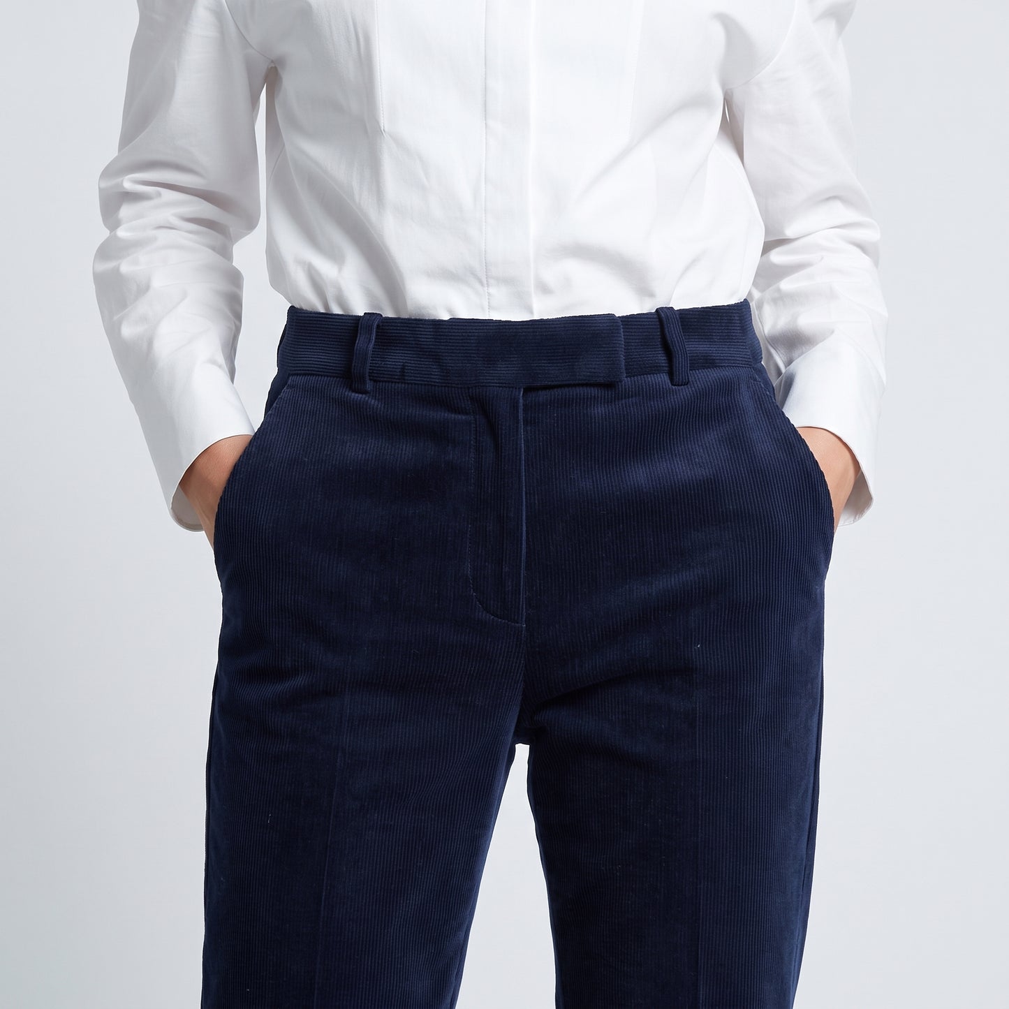 Tailored Navy Corduroy Trousers