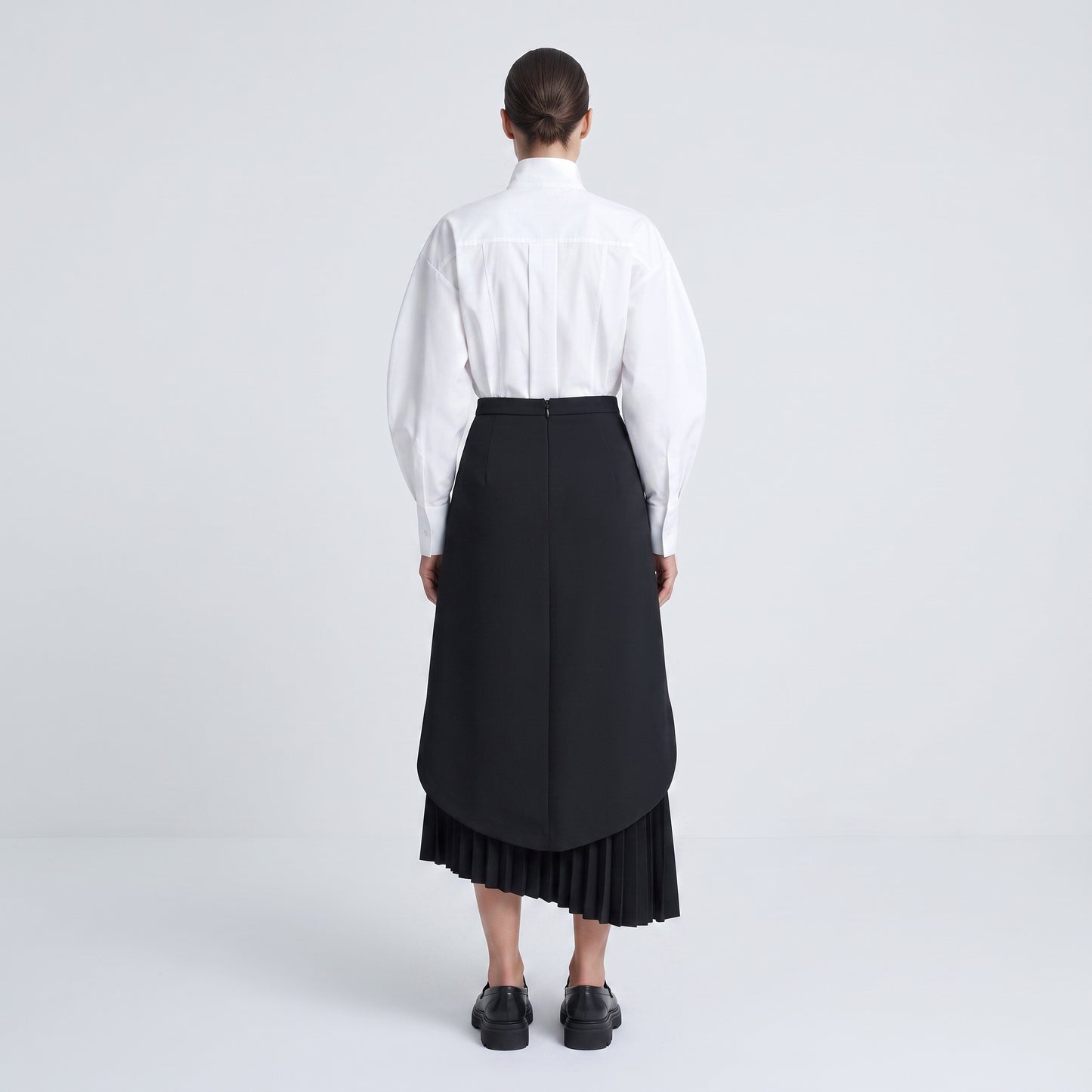 Structured Black Pleated Skirt