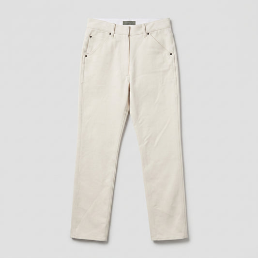 Tailored Off-White Cotton Trousers