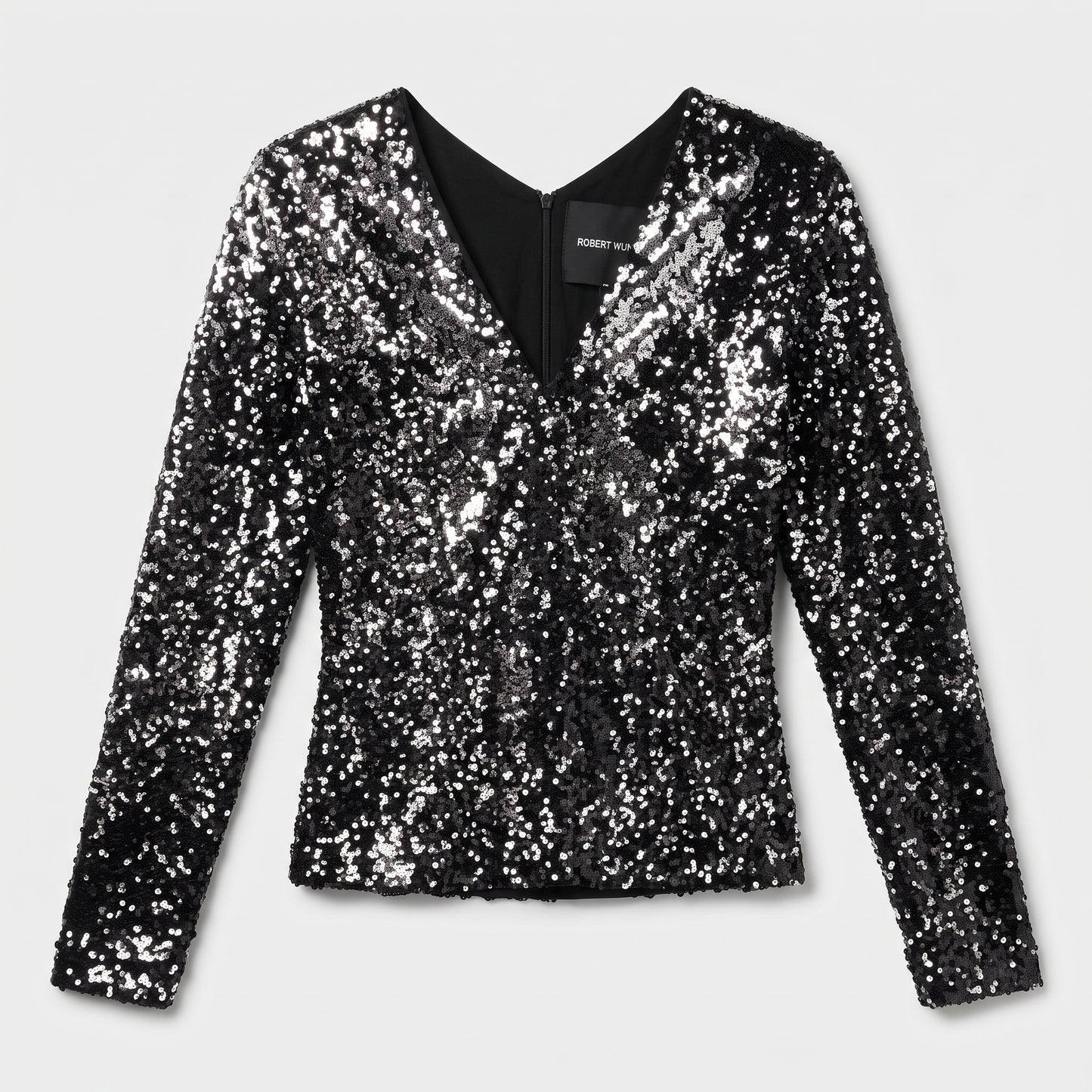 Sequin V-Neck Long Sleeve Top