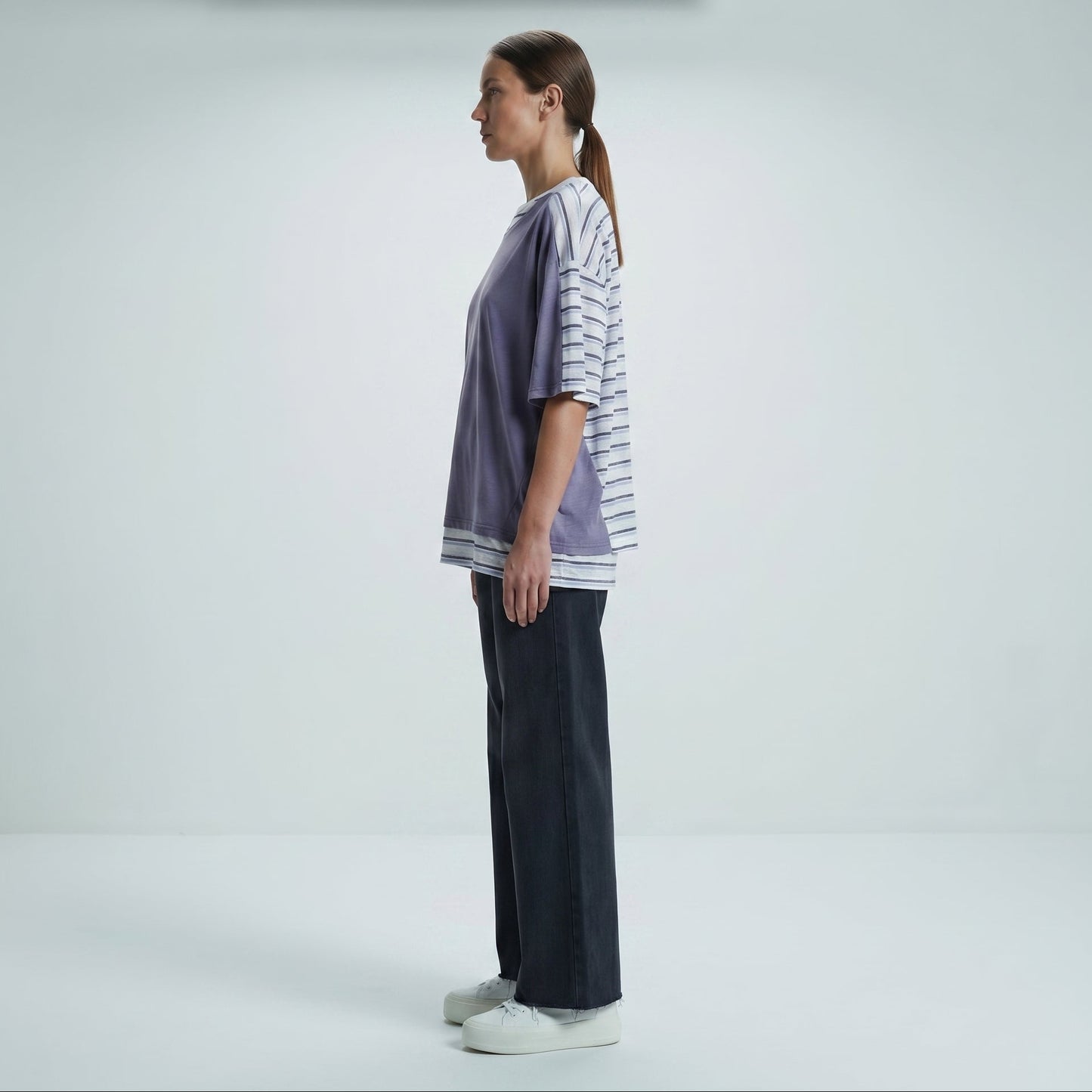 Layered Oversized Striped T-Shirt