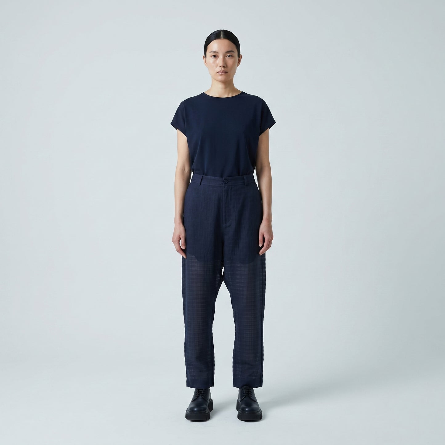 Tailored Navy Linen Trousers