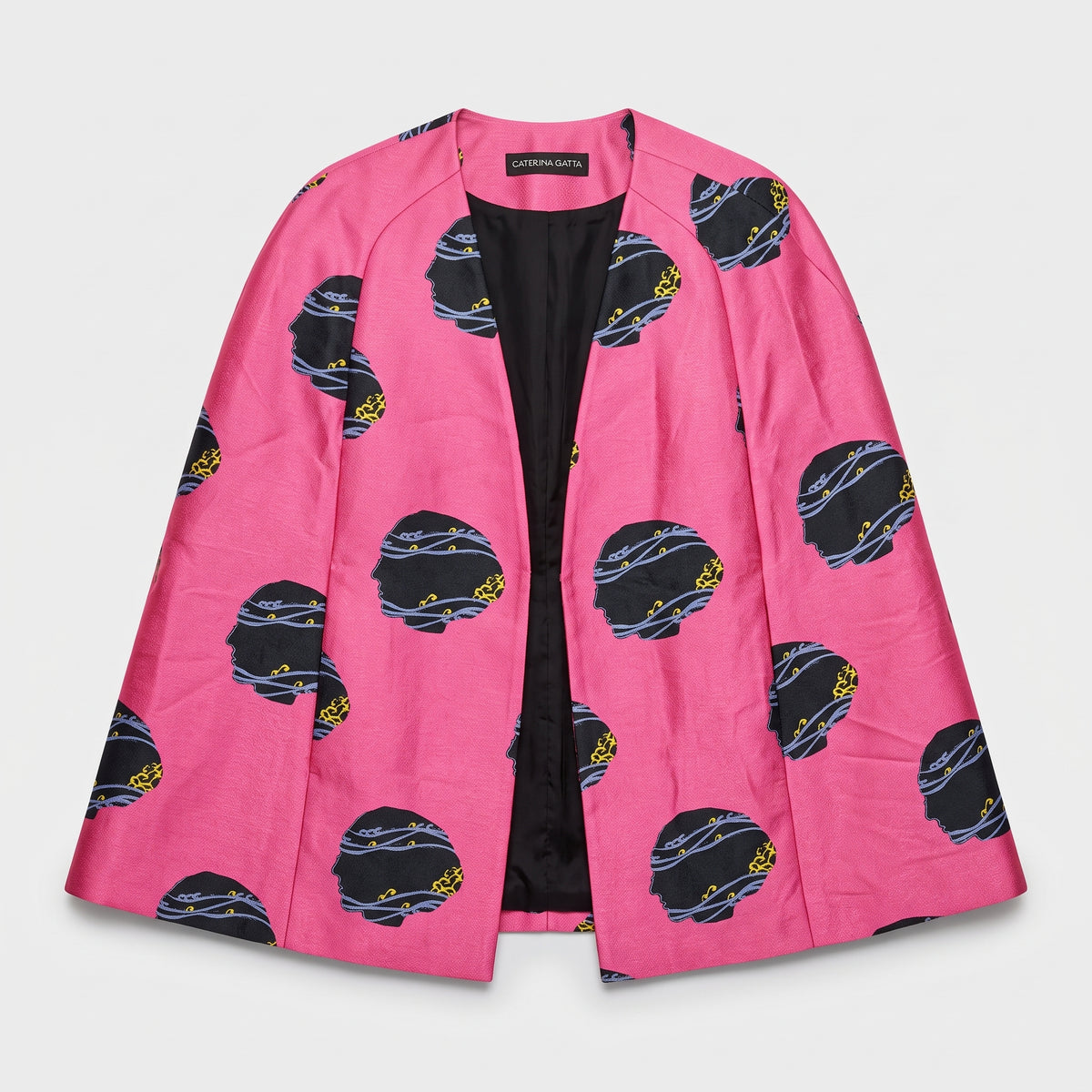 Graphic Print Pink Cape Jacket