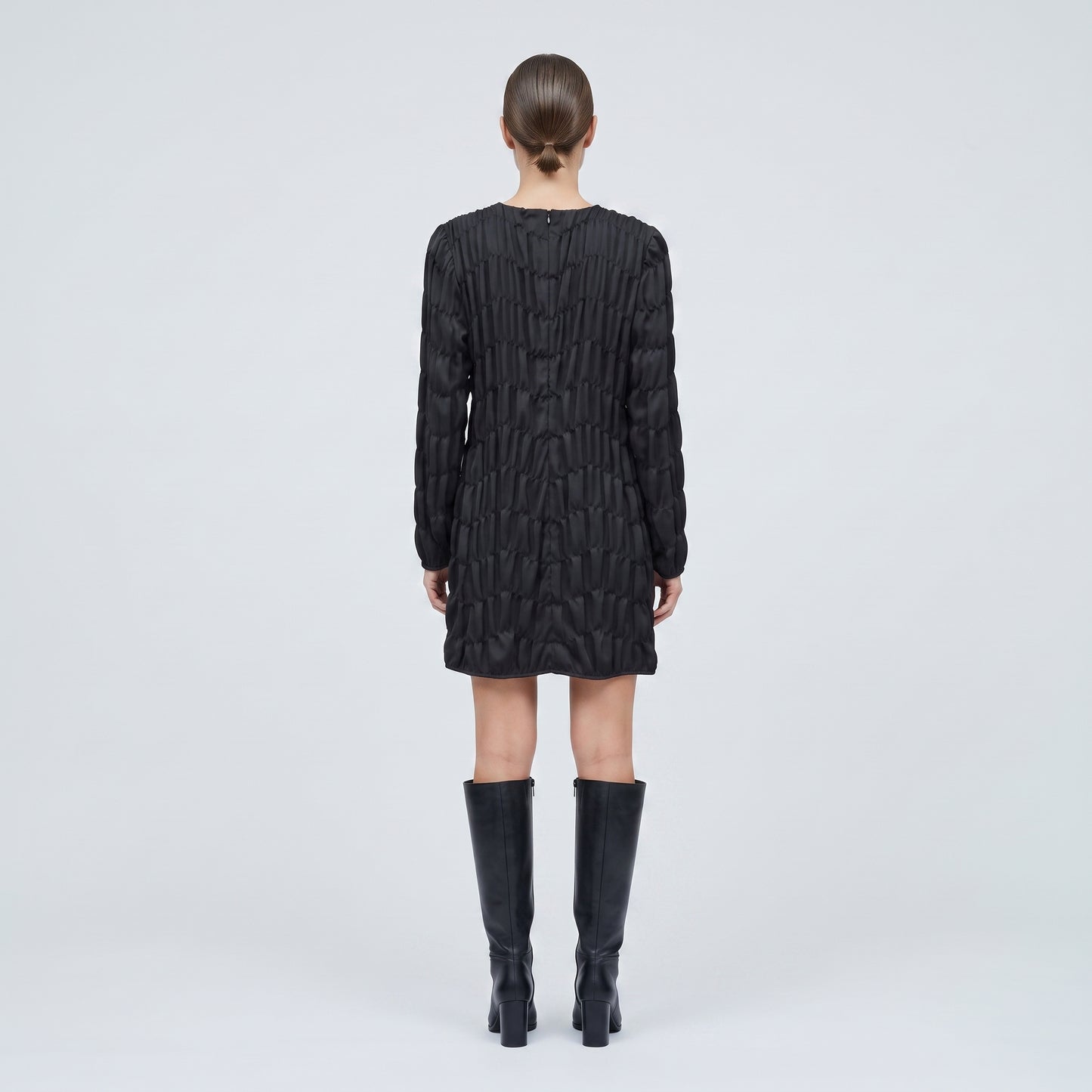 Textured Black Long Sleeve Top