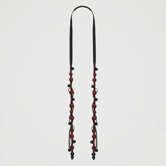 Beaded Ribbon Statement Necklace