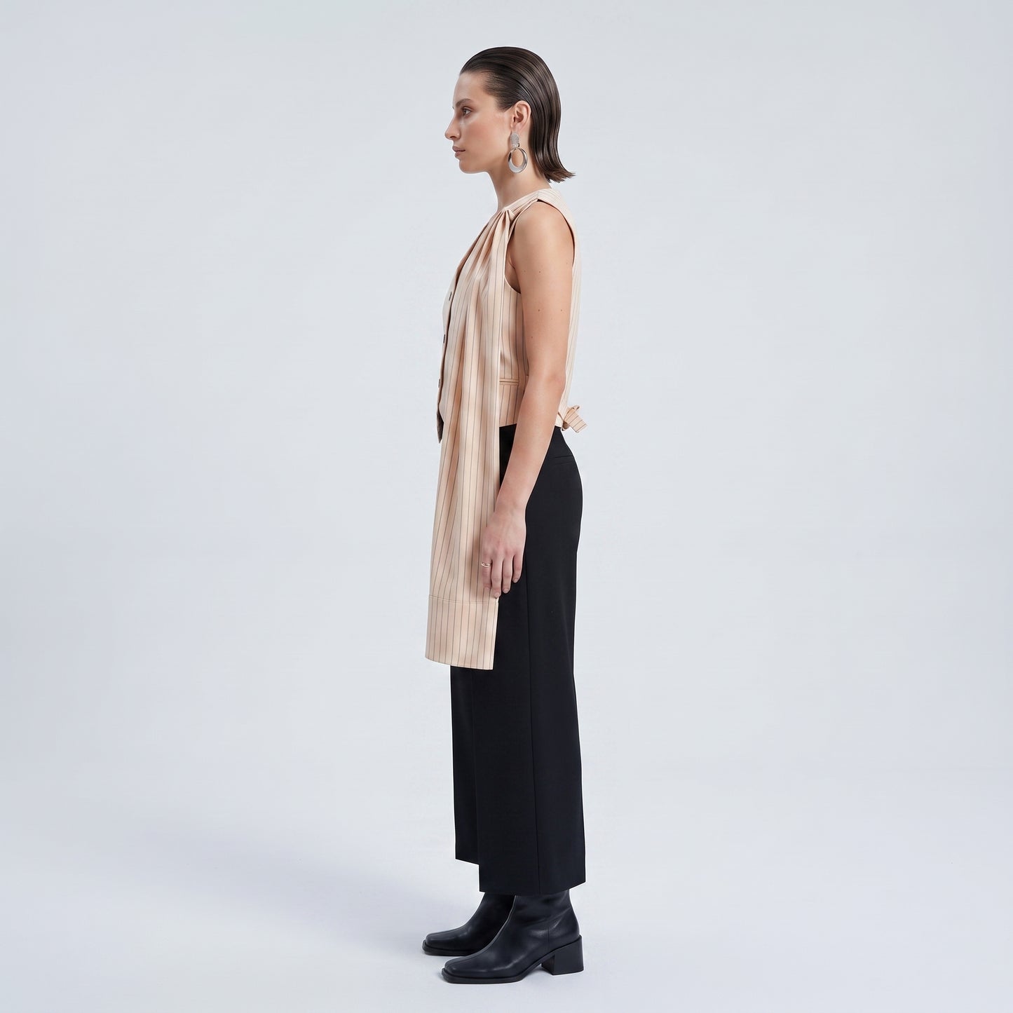 Tailored Striped Asymmetric Vest
