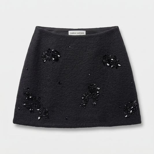 Embellished Wool Felt Mini Skirt