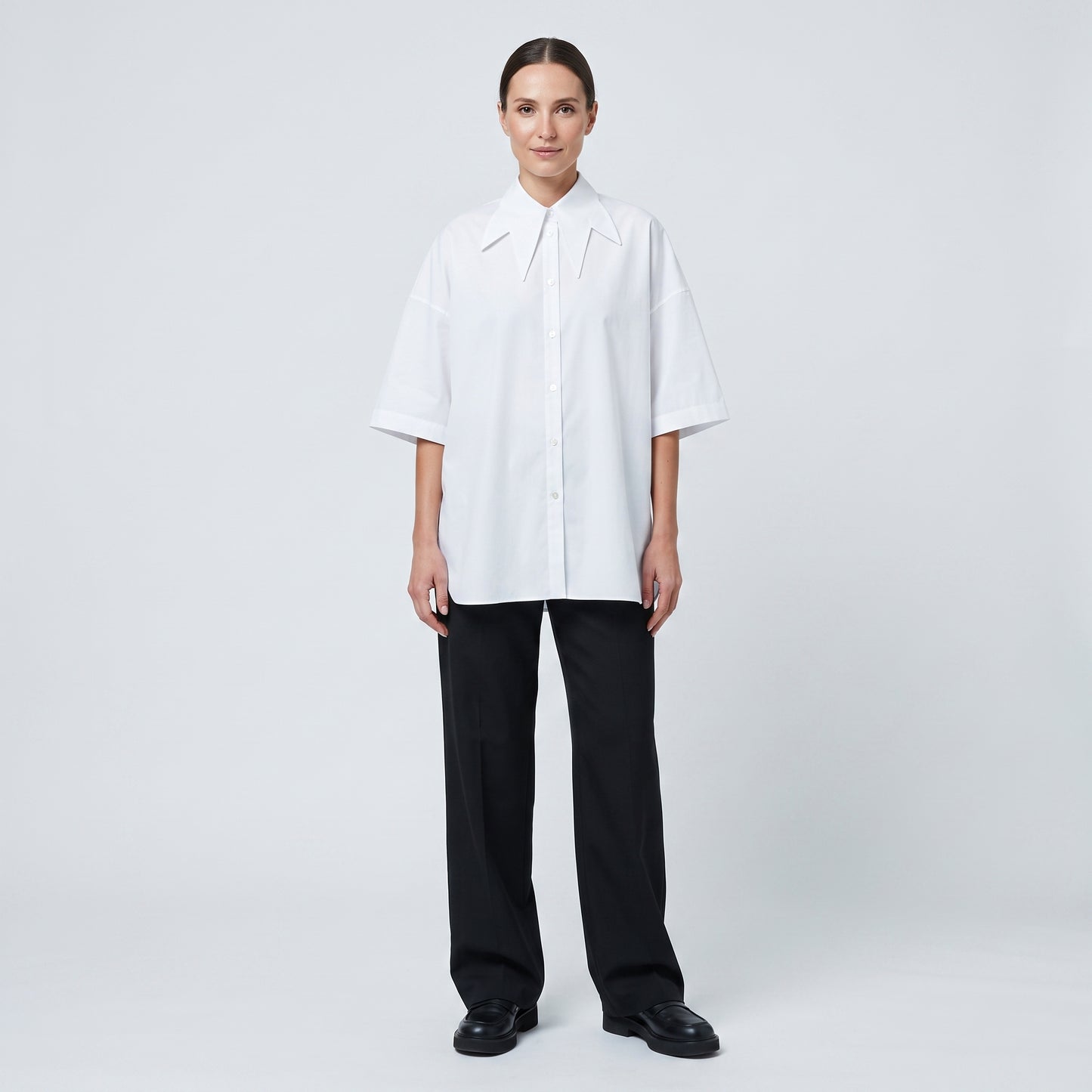 Oversized Pointed Collar Shirt