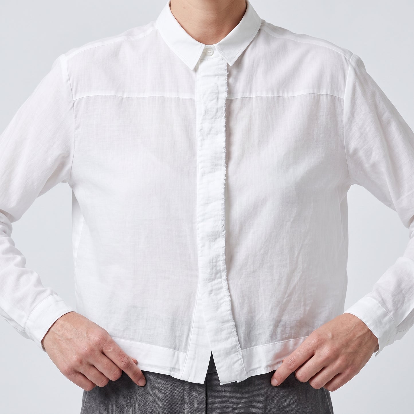 Crisp Ruffled White Cotton Shirt