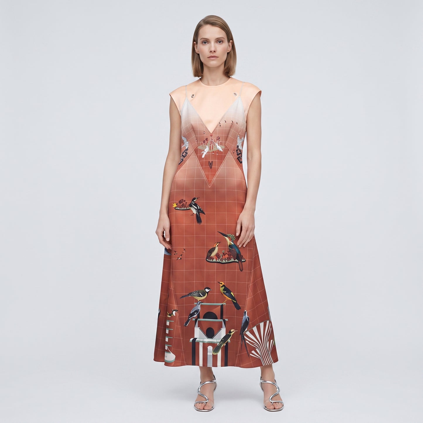Graphic Print Ombre Midi Dress