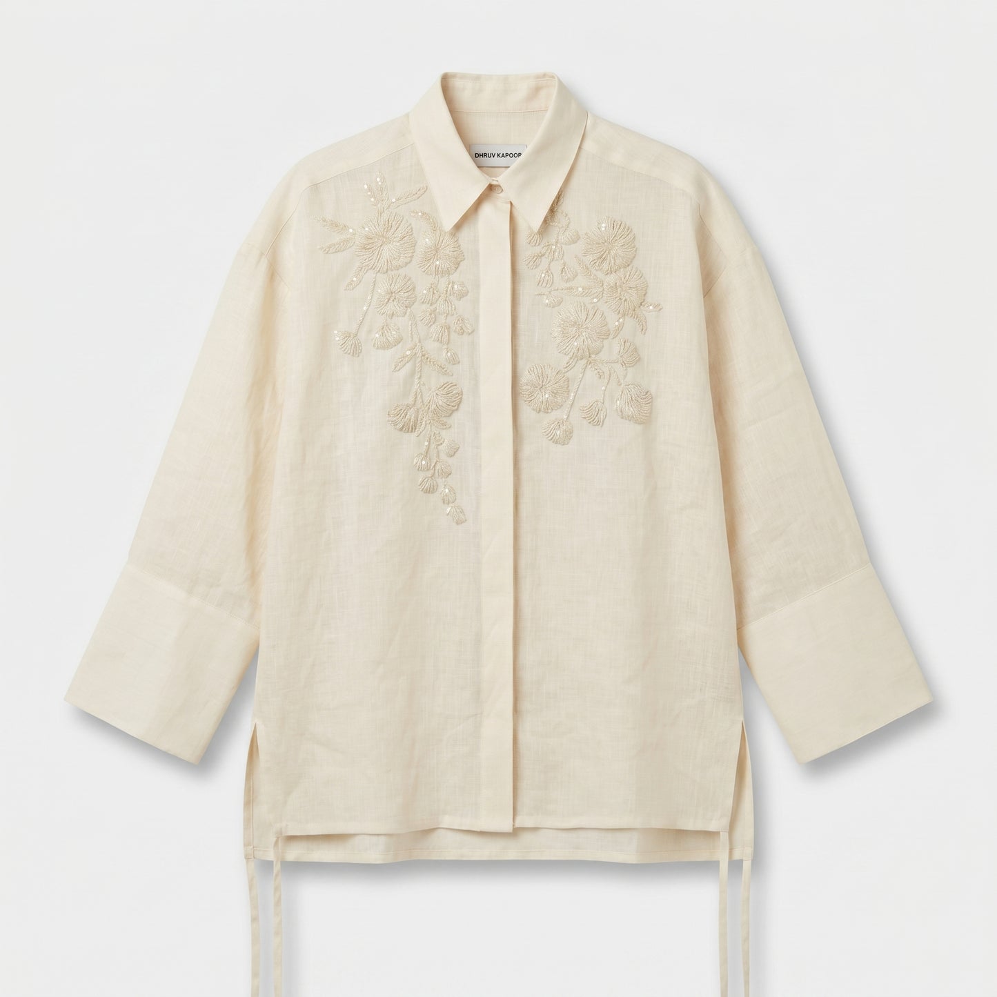 Embroidered Linen Relaxed Shirt