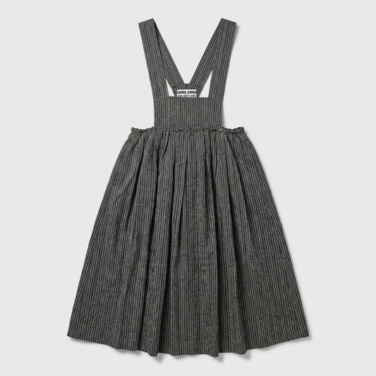 Pinstripe Gathered Pinafore Dress