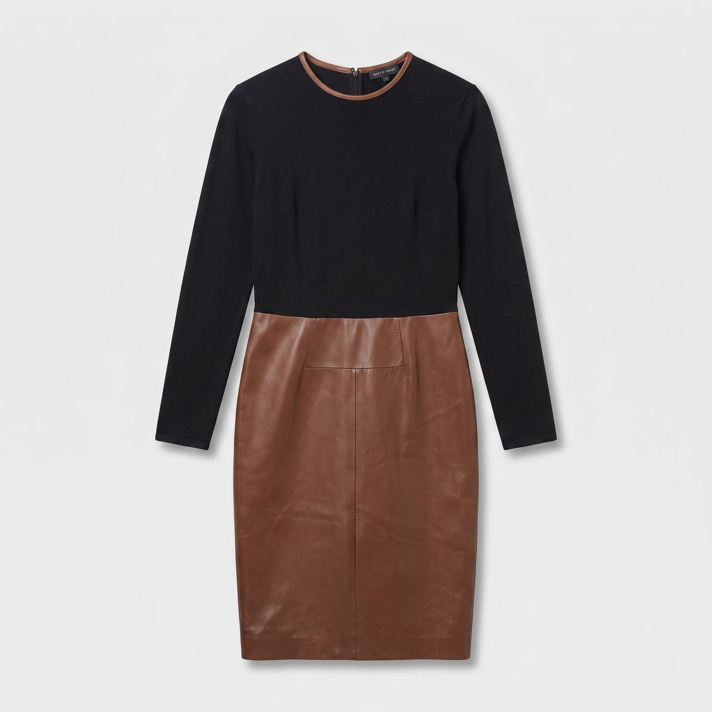 Two-Tone Leather Panel Dress