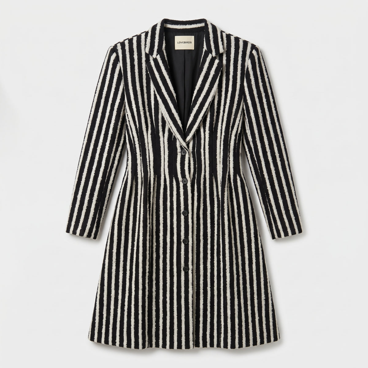 Tailored Striped Wool Blend Coat