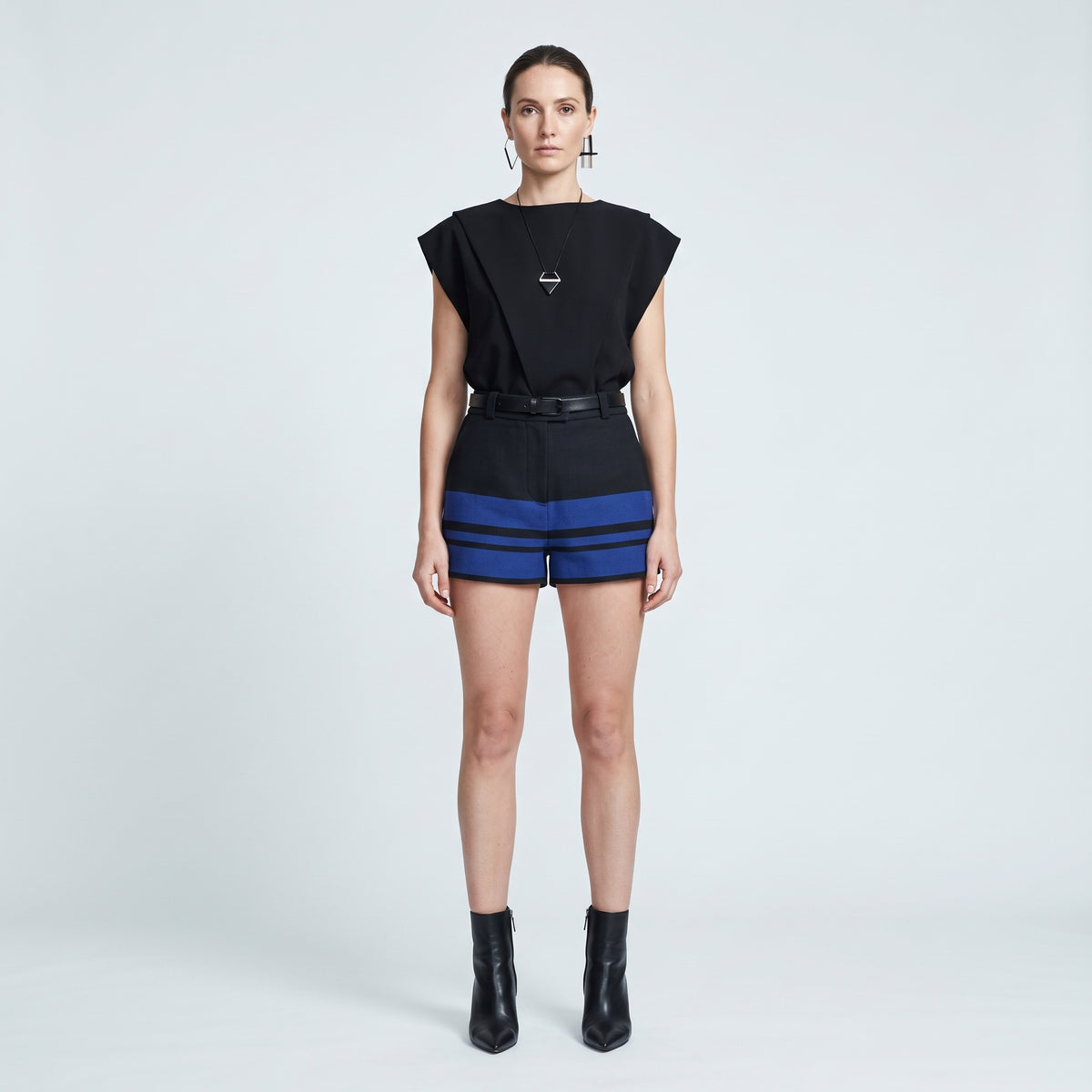 Striped Tailored High-Waist Shorts