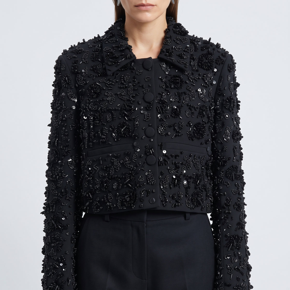 Embellished Beaded Cropped Jacket