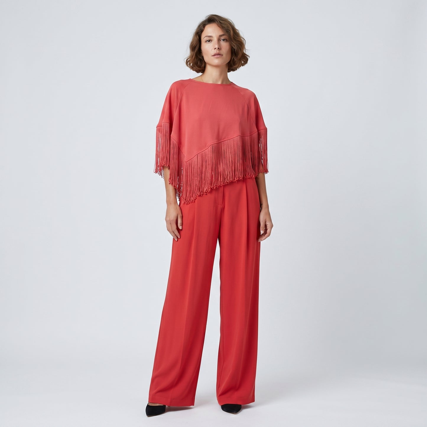 Wide-Leg Pleated Tailored Trousers