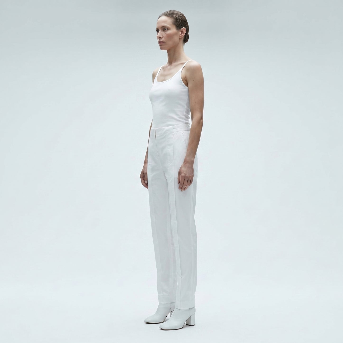 Tailored White Pleated Trousers