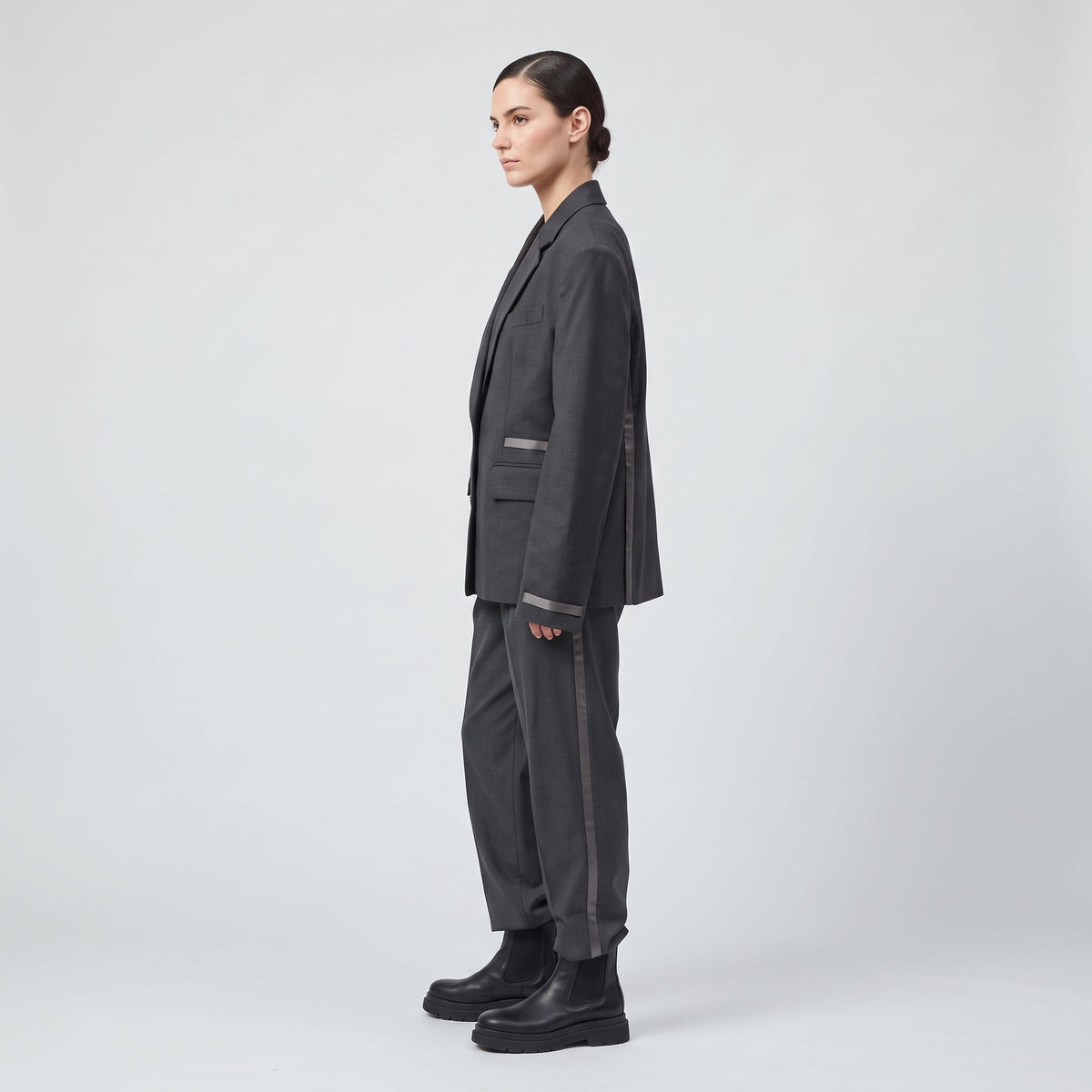 Tailored Charcoal Utility Blazer