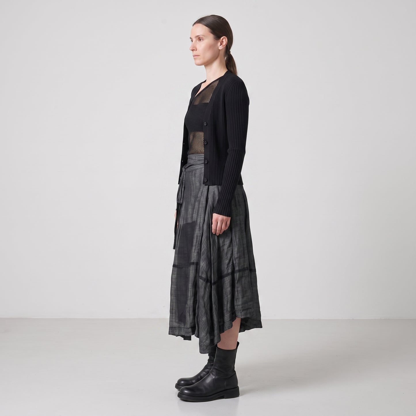 Textured Wrap Midi Skirt