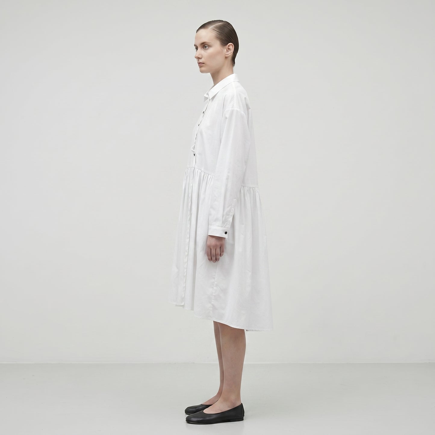 Asymmetric Pleated Cotton Shirt