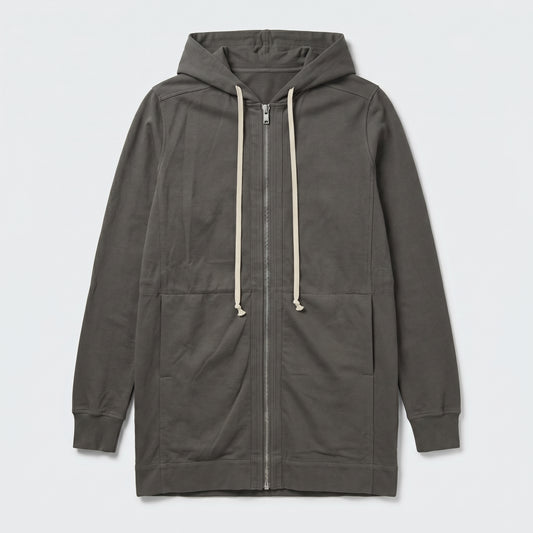Longline Cotton Zip Hoodie