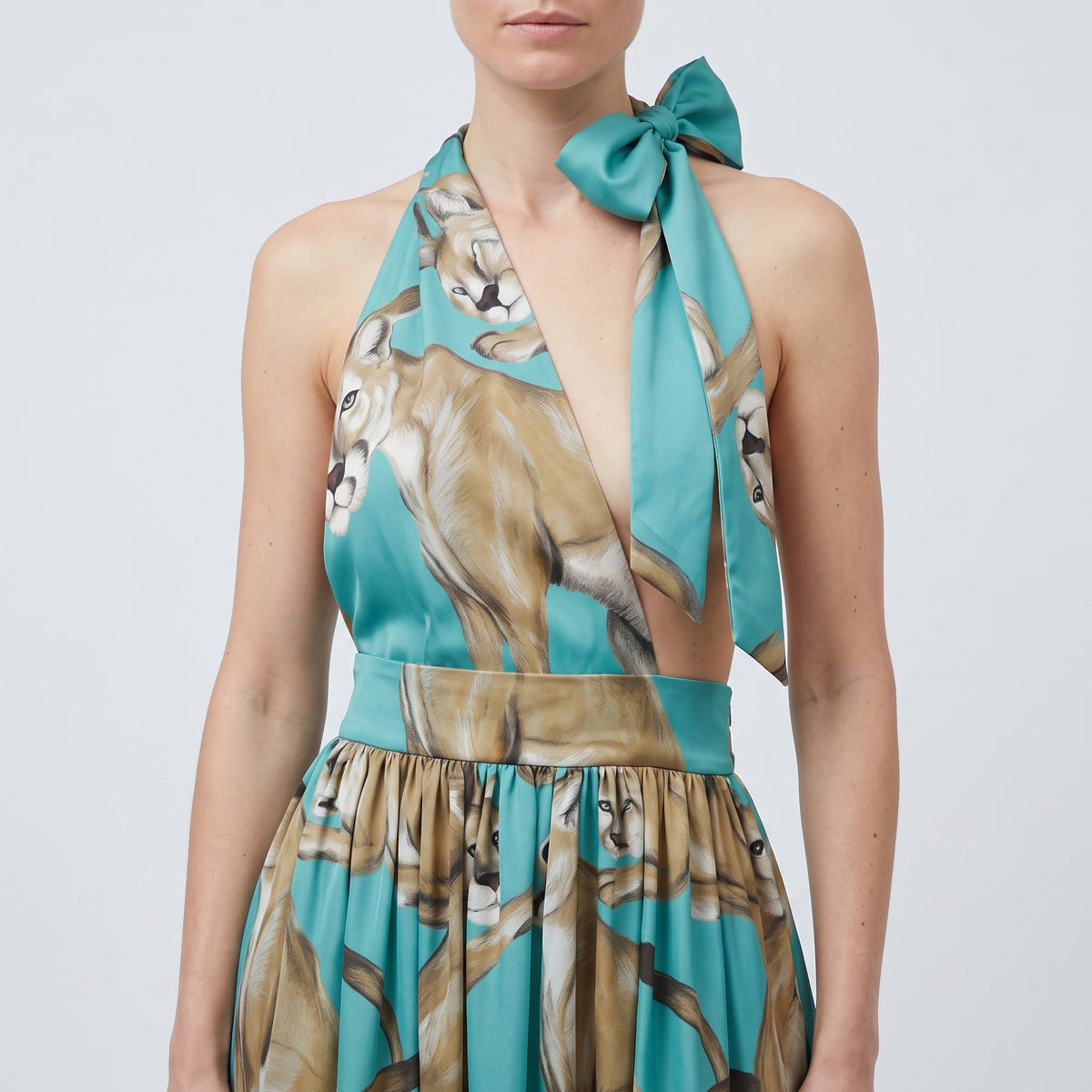 Animal Print Halter Neck Dress