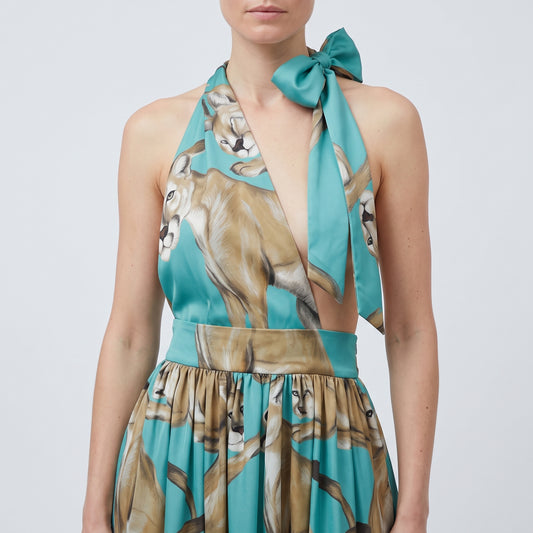 Animal Print Halter Neck Dress